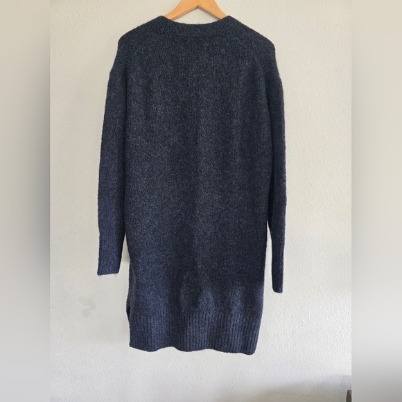 ZARA Woman XS-S Blue Knit Long Open Front Oversized Alpaca Coatigan Sweater New - Picture 10 of 11